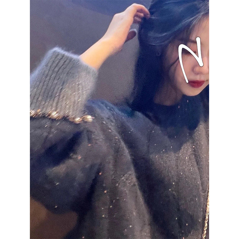 Retro sweater 2020 new female winter Korean version loose sleeve head Lazy Wind Fashion 100 Hitch Knitted Blouse