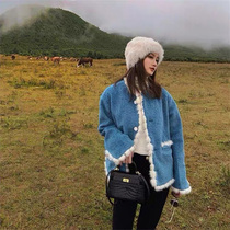 Dish Yue temperament wool coat women 2020 new autumn and winter Korean version of loose velvet fashion foreign style coat tide