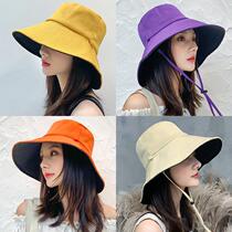 Fishermans hat Female Summer Korean version Chaoges Double face cover Anti-UV hat Large edge sunscreen Sunhat man