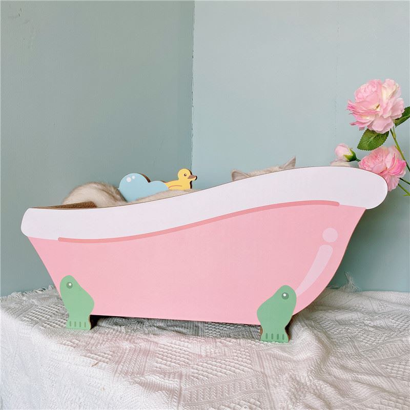 Bathtub cat scratching board corrugated paper summer cute duckling cat nest grinding claw play rest bubble duckling cat toy