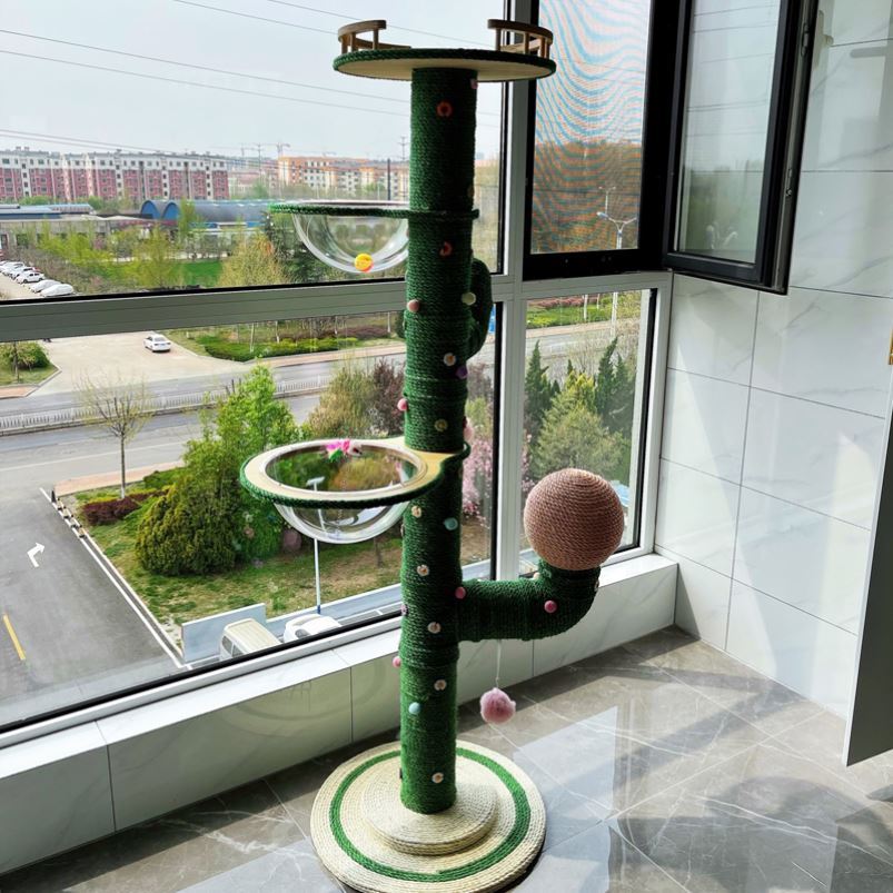 Cat climbing frame diy material homemade net red cactus sisal large cat litter space capsule does not occupy a cat villa