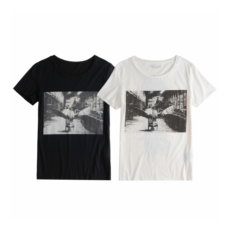 Tear 69 Angel Short Sleeve Black and White Slim Fit Printed T-Shirt Visual Subculture Skinny