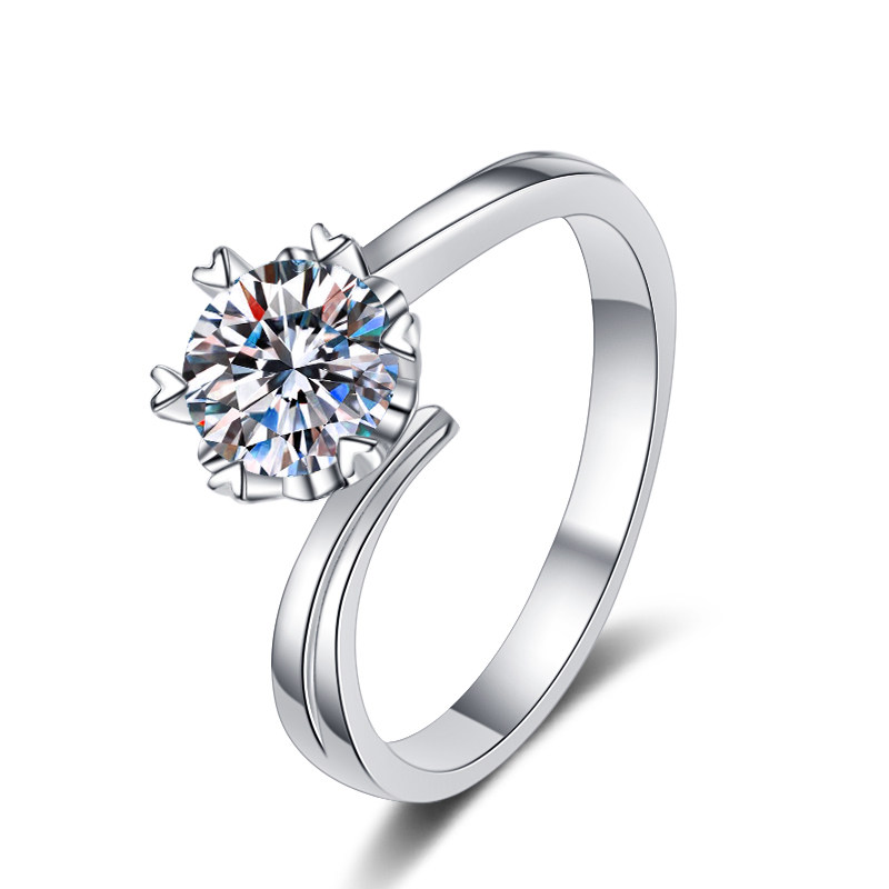 Kafandun cultivated diamond ring for women, 1-carat snowflake sterling silver custom platinum 18K gold knot proposal ring