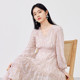 Qiushui Yiren dress chiffon ອ່ອນໂຍນຂອງແມ່ຍິງ 2024 ພາກຮຽນ spring ຂອງແມ່ຍິງຄົນອັບເດດ: ຄໍ V slim ສິ້ນ floral ຍາວ