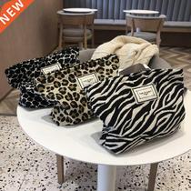 Large Women Leopard Cosmetic Bag Canvas Waterproof Zipper Ma