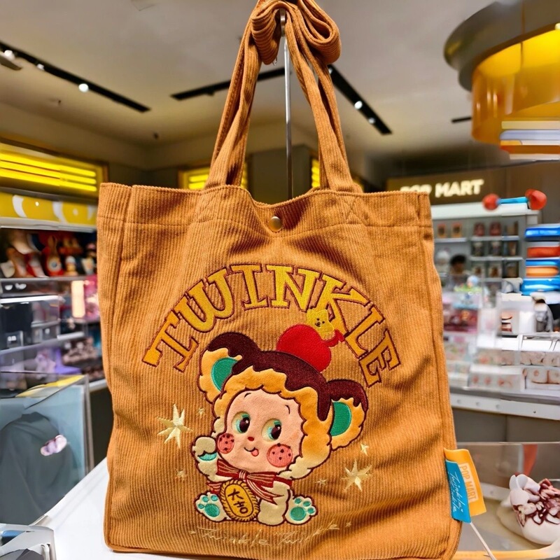 Autumn and Winter New Cartoon Cute Star-Shaped Corduroy Retro Shoulder Bag Tote Bag Caramel Color Dopamine Color