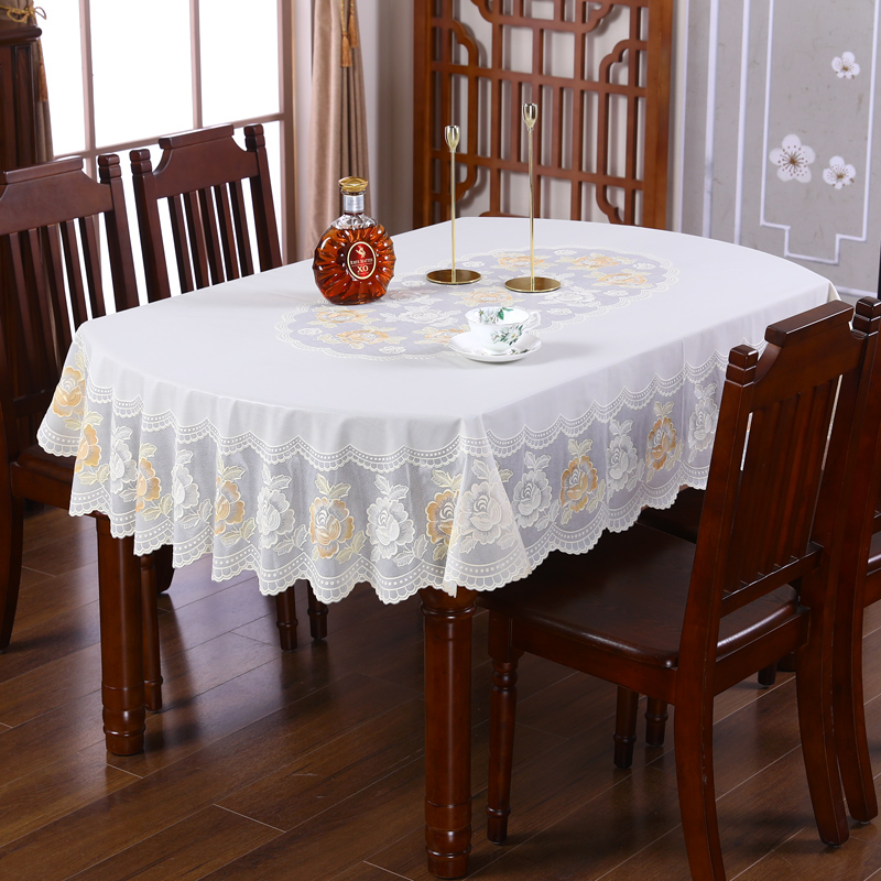 Oval tablecloth Waterproof and oil-resistant washing-free household PVC plastic elliptical tablecloth Simple Tablecloth Modern