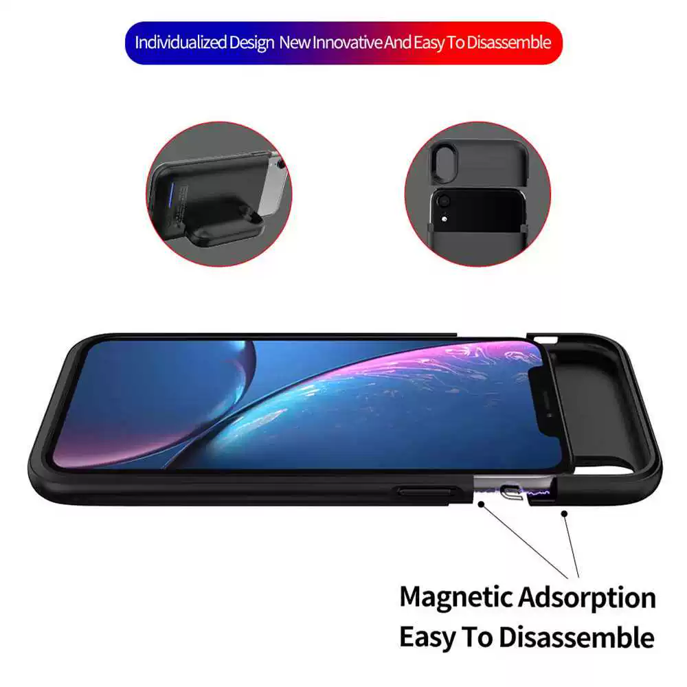 Аккумуляторный кейс 4000 мАч для iPhone XR, умная магнитная притяжение
