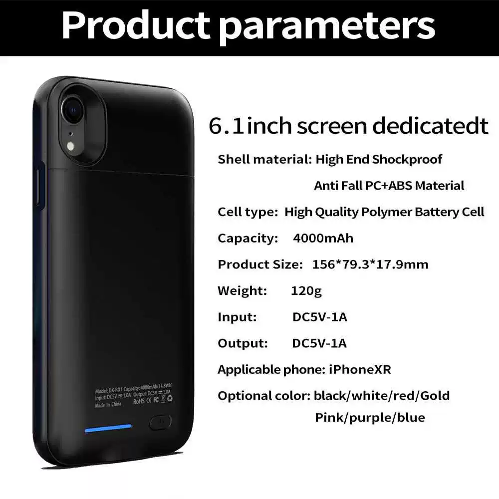 Аккумуляторный кейс 4000 мАч для iPhone XR, умная магнитная притяжение