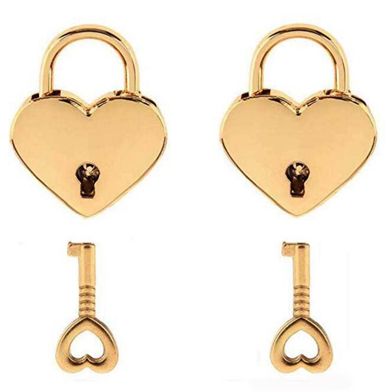 UYouzhan Lovely Girl Heart padlock lovers Concentric Lock Creative Love Lock Cabinet Lock Drawers Lock Mini Heart-shaped 