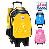 Primary school childrens tie bag 1-3-6 grade 5 male and female child 6 wheels climbing stairs bag customised logo backpacks waterproof