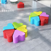 Glass Steel Casual Stool Mall Kindergarten Cartoon Early Teaching Heart-shaped Sitting Stool Commercial Street Creative Beauty Chen Public Chair