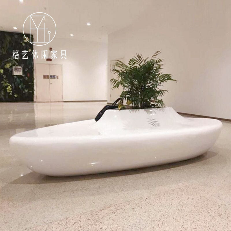 Fiberglass airport flower pot tree pond sitting stool shopping mall park creative special-shaped leisure seat large public rest stool