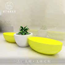 GRP Yuanbao Sitting Stool Brief Approximately Semi-circular Flower Pot Combined Seat Mall Garden Stools Creative Nordic Bench