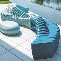 GRP Custom Bench Mall Park Large Leaning Back Chair Creative Design Grain Styling Public Casual Stool