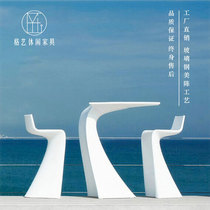 FRP outdoor creative fashion leisure chair Hotel public business profiled high foot bar chair combination table and stool