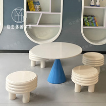 Glass GRP small stool Nordic creative round stool Kindergarten Dwarf Bench Designer Art Tea Table Bench