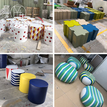 GRP mall Bench Creativity Square Stool Round Hexagon Candy Stools Factory Direct Cartoon Jigsaw Puzzle Bench