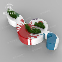 GRP Creative Notes Flower Pots Bench Mall Park Beauty Chen Casual Chairs Common Areas Rest Stools Customizable