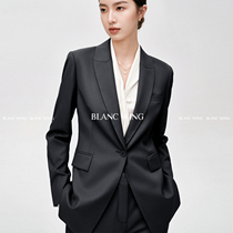 BLANCWING LADY Imported Australian wool high-end black glossy breathable tailored suit and straight pants