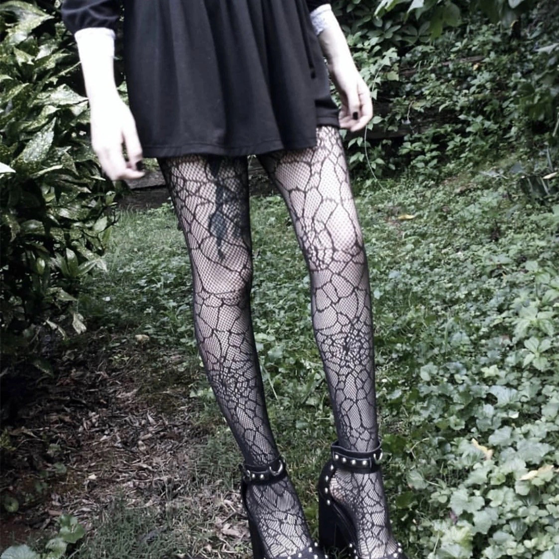 Gothic Dark Halloween Sexy Spider Web Black Stockings Women's Base Layer Autumn and Winter Pantyhose Black Fishnet Pantyhose