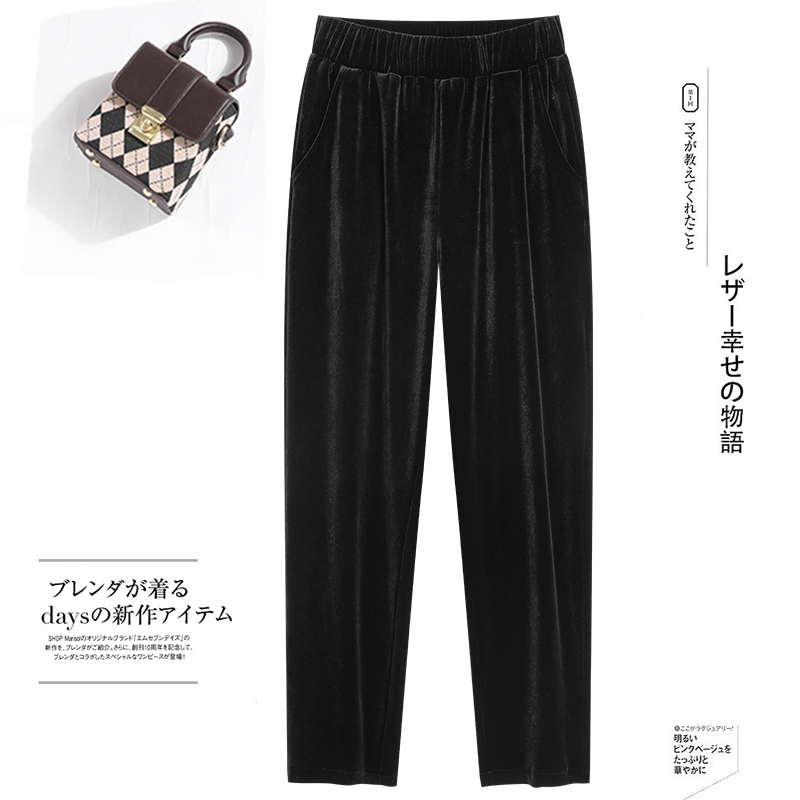 Plus-Size Velvet Pants for Women, New Spring and Autumn Style, Slimming Harem Pants for Chubby Women, Winter Fleece-Lined and Thickened Casual Sweatpants