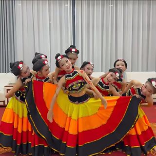 The moon's daughter yi nationality dance costume women's spring dance costume hani baby yi nationality large swing skirt performance costume