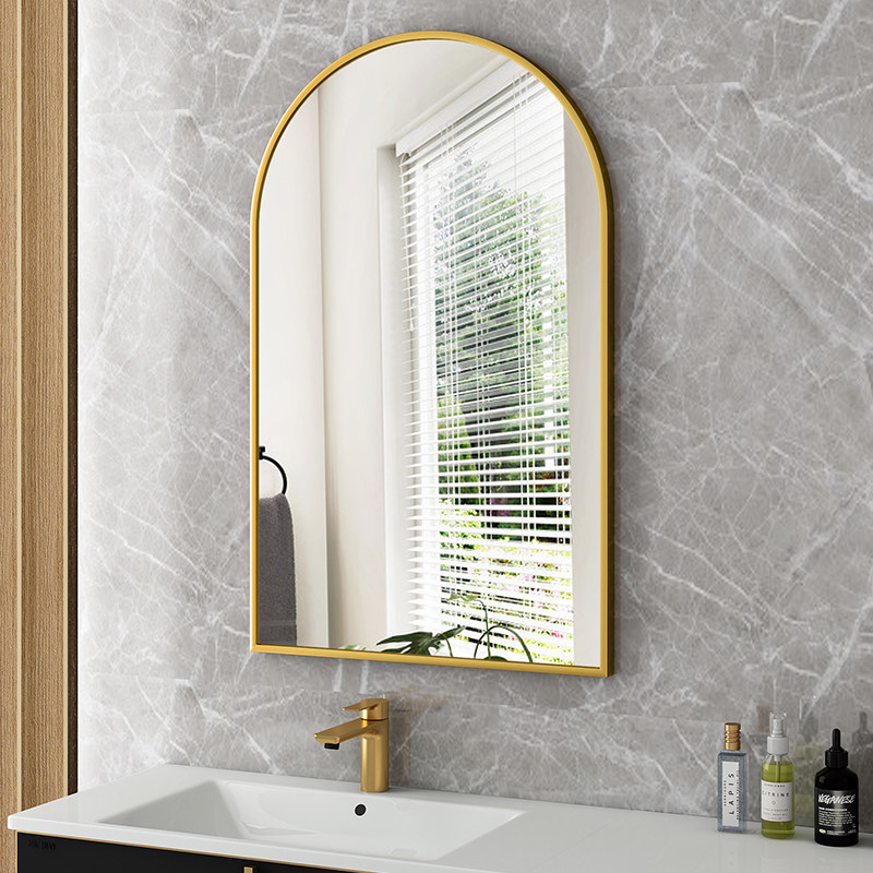 Nordic simple wall hanging arch bathroom mirror toilet hanging wall mirror makeup mirror vanity mirror dressing mirror light luxury profile