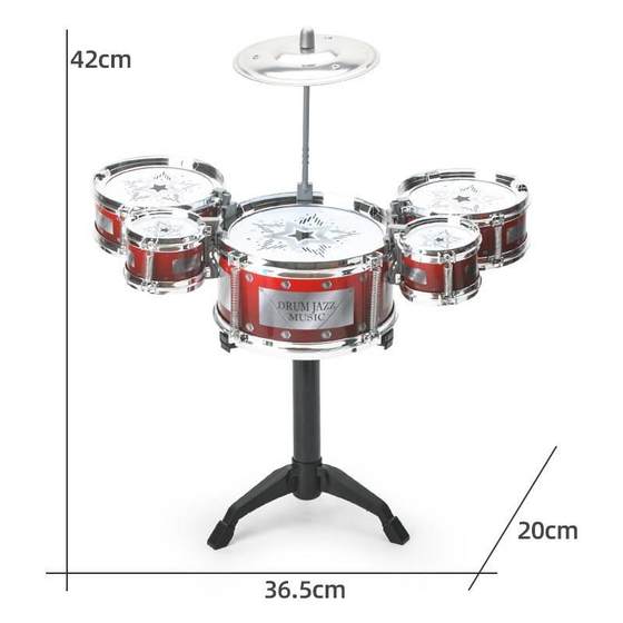 초보자를위한 어린이 드럼 세트 연습 드럼 아기 시뮬레이션 재즈 드럼 악기 음악 장난감 5 드럼 1-3-6 세