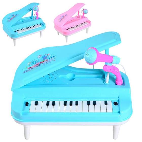 어린이 조기 교육 마이크가있는 23 키 전자 키보드 다기능 사운드 및 라이트 연주 피아노 1-6 세 악기 장난감 대외 무역