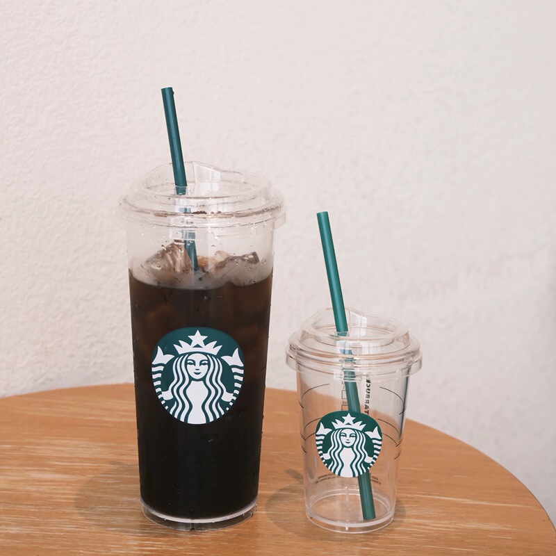 Korean Starbucks 2025 New Product Transparent Plastic Straw Coffee High Aesthetic Simple ins Style Office Desk