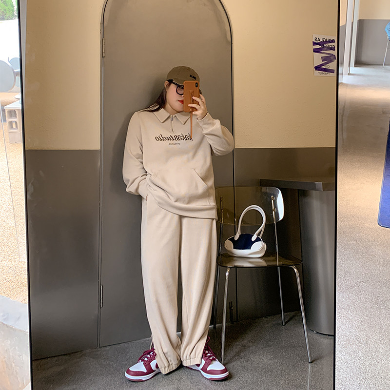 Don't eat Kaka Polytechnic sweater suit female half zipper American polo shirt leggings sweatpants spring and autumn