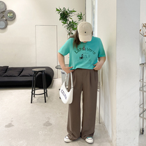 Kaka dont eat the small crowd the high value is slightly fat the summer straight casual pants the floor the suit pants women