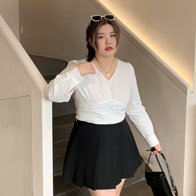 Don't Eat Kaka Monet Garden Small French Lace V-Neck Long Sleeve Women's Design Short Shirt