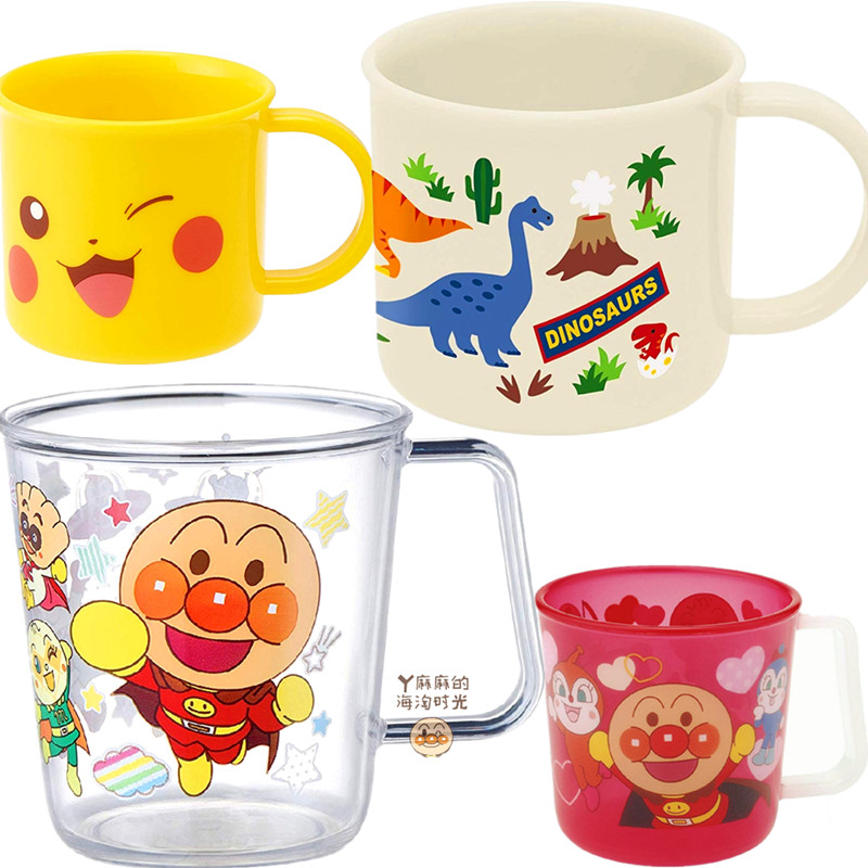 Japan Anpanman children's transparent water cup Mouthwash cup Pikachu brushing cup Infant toothbrush fall-proof heat-resistant