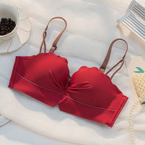 Underwear for women small breasts to woo flat breasts special large bra No marks New Year red No steel ring bra clothes suit