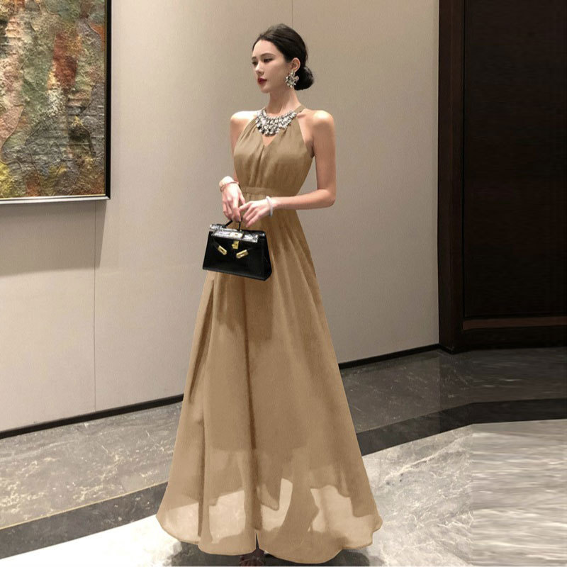 Rich Girl's High-End Style French-Style Halter Neck Dress, Classy and Exquisite Long Dress for Summer 2026
