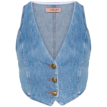 Twin-Set Womens Breasted Denim Western Vest FARFETCH