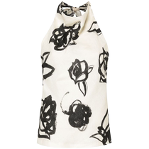 Msgm Womens Floral Linen Halter Top FARFETCH