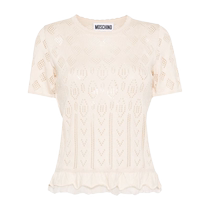 Final Sale]Moschino Womens Ruffled Mesh Braided Top FARFETCH