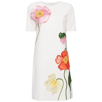 Oscar De La Renta Womens Poppies Wool Blend Dress FARFETCH