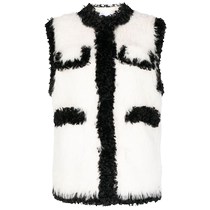 Pushbutton Womens Contrast Trimmed Faux Fur Vest FARFETCH