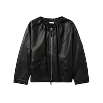 Helmut Lang Womens Drawstring Collar Leather Jacket FARFETCH