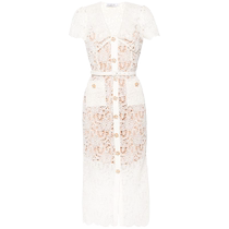 Self-Portrait lady floral rope knot woven bungled waist midlength dress FARFETCH hair chic