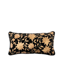 Les-Ottomans Unisex Leaf Embroidered Velvet Pillow (30cm x 60cm)