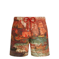 VILEBQUIN mens painterly-print drawstring swim shorts hair chic