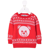 Final Sale]Moschino childrens clothing logo embroidered knitted sweater is amazing