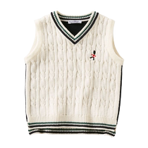 Familiar childrens clothing logo embroidered thick cable knit vest FARFETCH