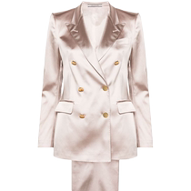 Lady Tagliatore double-row buttoned satin suit suit FARFETCH hair chic