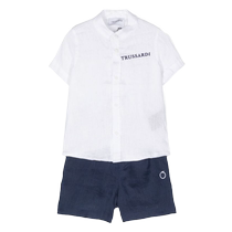 TRUSSARDI JUNIOR childrens clothing logo embroidered shorts suit FARFETCH